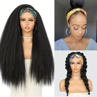 26Inch YaKi Straight Headband Wigs for Black Woman Glueless Headband Wig Synthetic Wig Heat Resistant for Women Hair