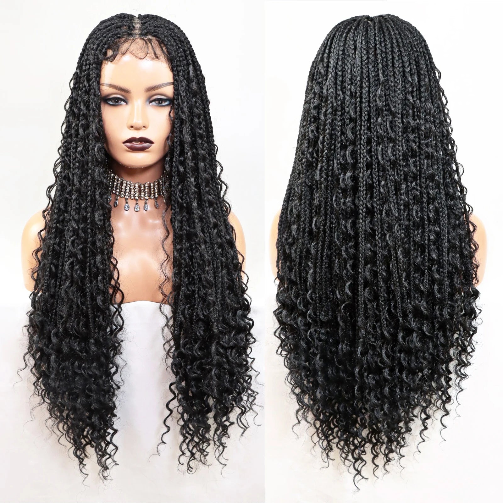 Braided Lace Front Wigs for Black Women 26inch Goddess Wavy Locs Crochet Braid Hair Soft Faux Locs Dreadlocks Synthetic Lace Wig