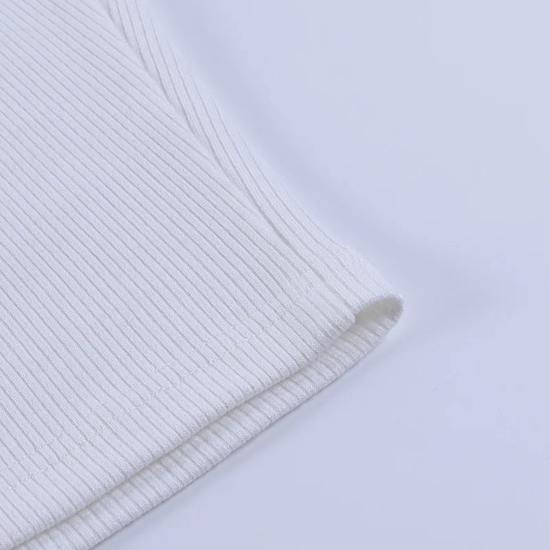 Knitted 94% Cotton Tank Tops Women Black White Sexy Low-Cut Back Cross Crop Tops For Women Streetwear Slimming Sports Vest