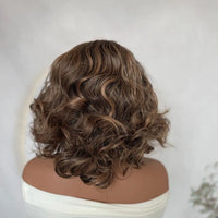 13*4 Transparent Lace Front Wig Brown Mix Blonde High Temperature Fiber Colorful Gradient Short Synthetic Hair Wig FX-HA104