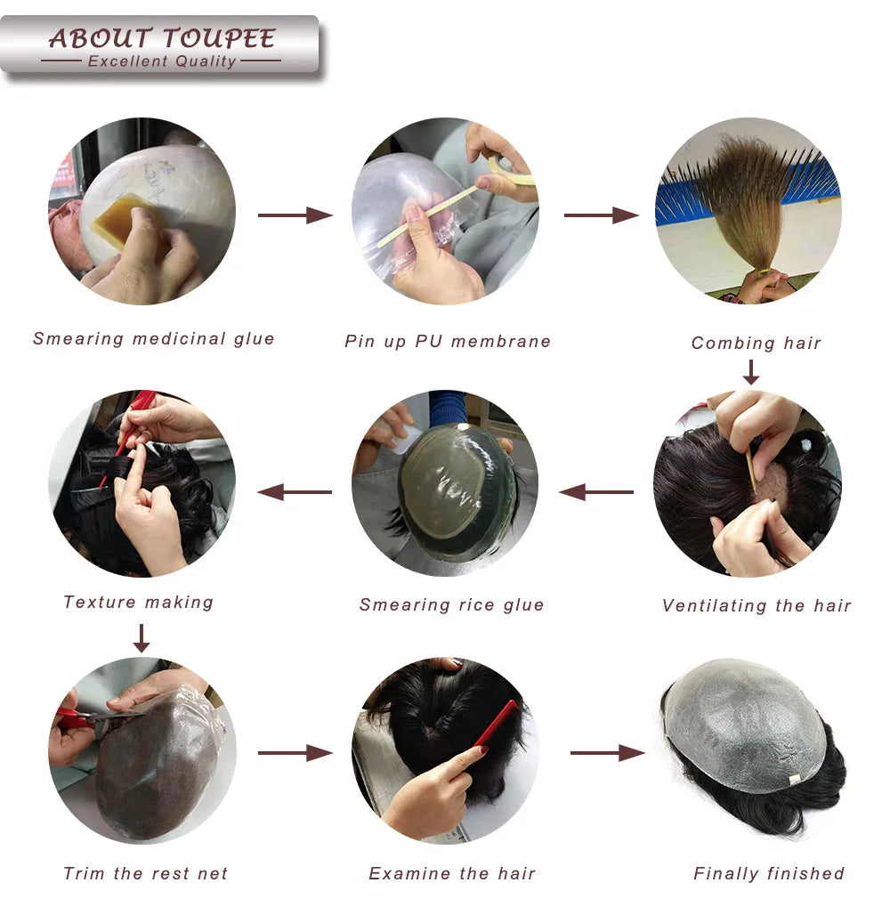 Q6  Swiss Lace Front&Pu Natural Hairline 1B40 1B65 Gray Black Men Toupee 24mm Curly Male Wigs Ash Blonde Human Hair Prosthesi