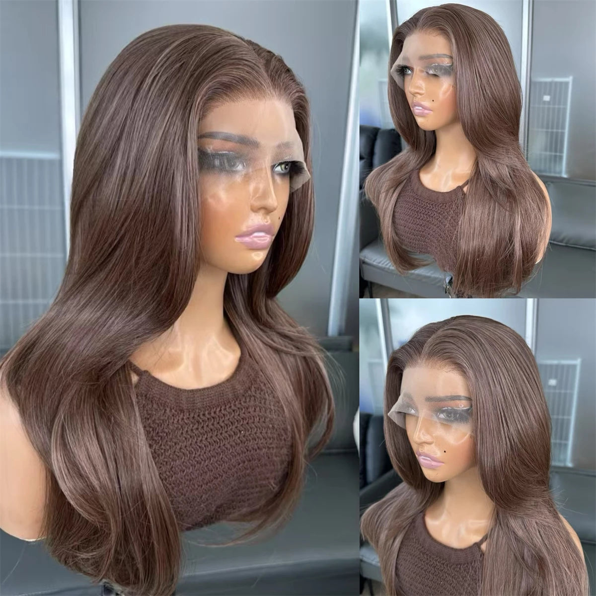 Hot Selling Pre Plucked Hairline 613# Kinky Straight Heat Resistant Glueless Synthetic Lacefront Wig for Black Womens Daily Use