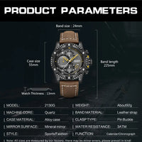 MEGIR Casual Watch Men Top Brand Luxury Chronograph Quartz Wristwatch Leather Strap Army Sport Watches Relogios Masculio 2130