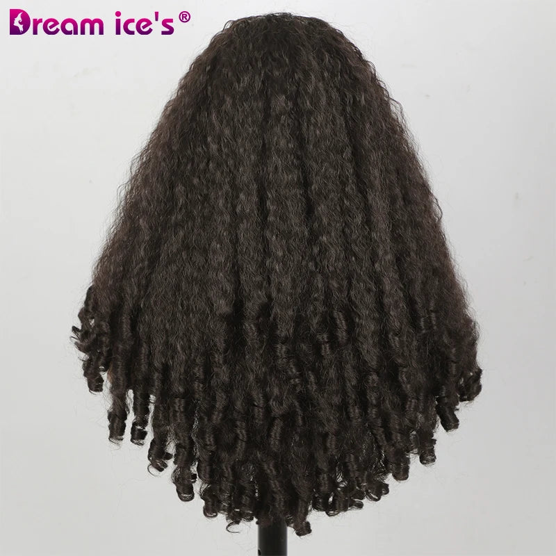 24inch U Part Synthetic Braided Hair Wig for Black Women Long Texture with Unique Curls Heat Resistant Hair Wig Clip in Half Wig