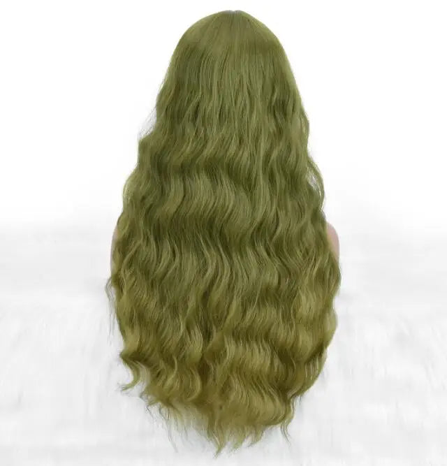 Wholesale Machine Made 28 Inch Long Natural Wave High Temperature Synthetic Hair Wigs 150% Density Unique Color Bangs Wig