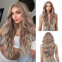 13*6 HD Lace Wig Synthetic Future Fiber Soft Wig Long Straight Mixed 180% Density Ombre Blonde Mixed Multi-Color Stripes