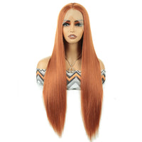 Wholesale High Temperature Fiber 30 Inches Long Straight Lace Wigs for Women Chocolate Brown Synthetic Lace Front Wigs