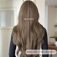 30 Inch Extra Long Brown Curly Middle Parted Synthetic Matte Hair Wig for Women Heat Resistant   Temu Hot Sale