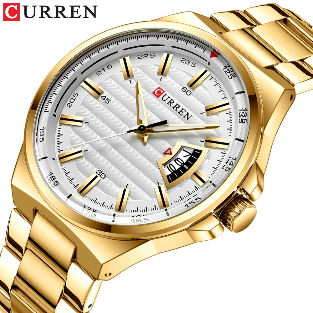 CURREN  Man Brand Luxury Watch Stainless Steel Band Quartz Wristwatch Auto Date Clock Male with box