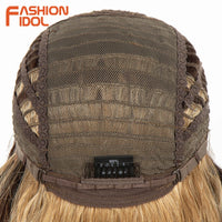 Synthetic Wigs Cosplay Loose Wave Hair Lace Front Wigs For Women Ombre Brown Water Wave 42 Inch Curly Hair Heat Resistant Wig