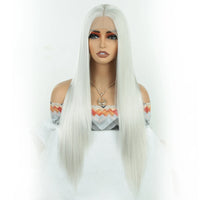 Wholesale High Temperature Fiber 30 Inches Long Straight Lace Wigs for Women Chocolate Brown Synthetic Lace Front Wigs