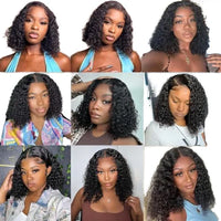 Short Bob Lace Front Wig Black Curly Bob Wigs for Black Women Synthetic Fiber Hair Wigs