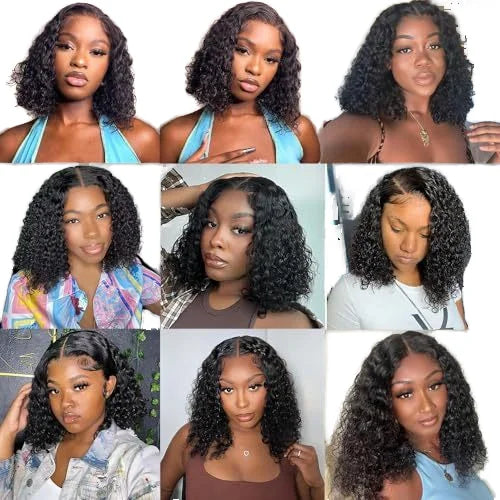 Short Bob Lace Front Wig Black Curly Bob Wigs for Black Women Synthetic Fiber Hair Wigs