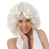 60s Retro Beehive Blonde Wig High Volume Updo Short Hairpiece for Women Cosplay Party Costume Fashion Synthetic Wig with Bangs