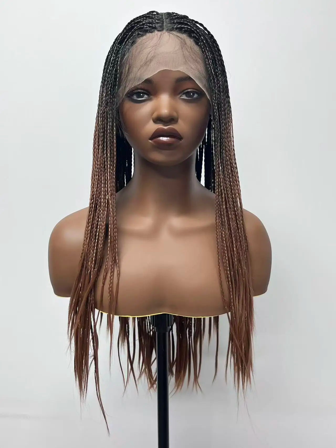 Long African Knotless Square Part Braids 13*4 Front Lace HD Dreadlocks Hair Wig Braiding High Temperature Synthetic Fiber Women