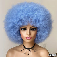 Short Hair Afro Kinky Curly Wigs With Bangs for Black Women African Synthetic Ombre Glueless Cosplay Natural Blonde Red Blue Wig