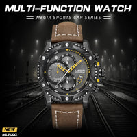 MEGIR Casual Watch Men Top Brand Luxury Chronograph Quartz Wristwatch Leather Strap Army Sport Watches Relogios Masculio 2130