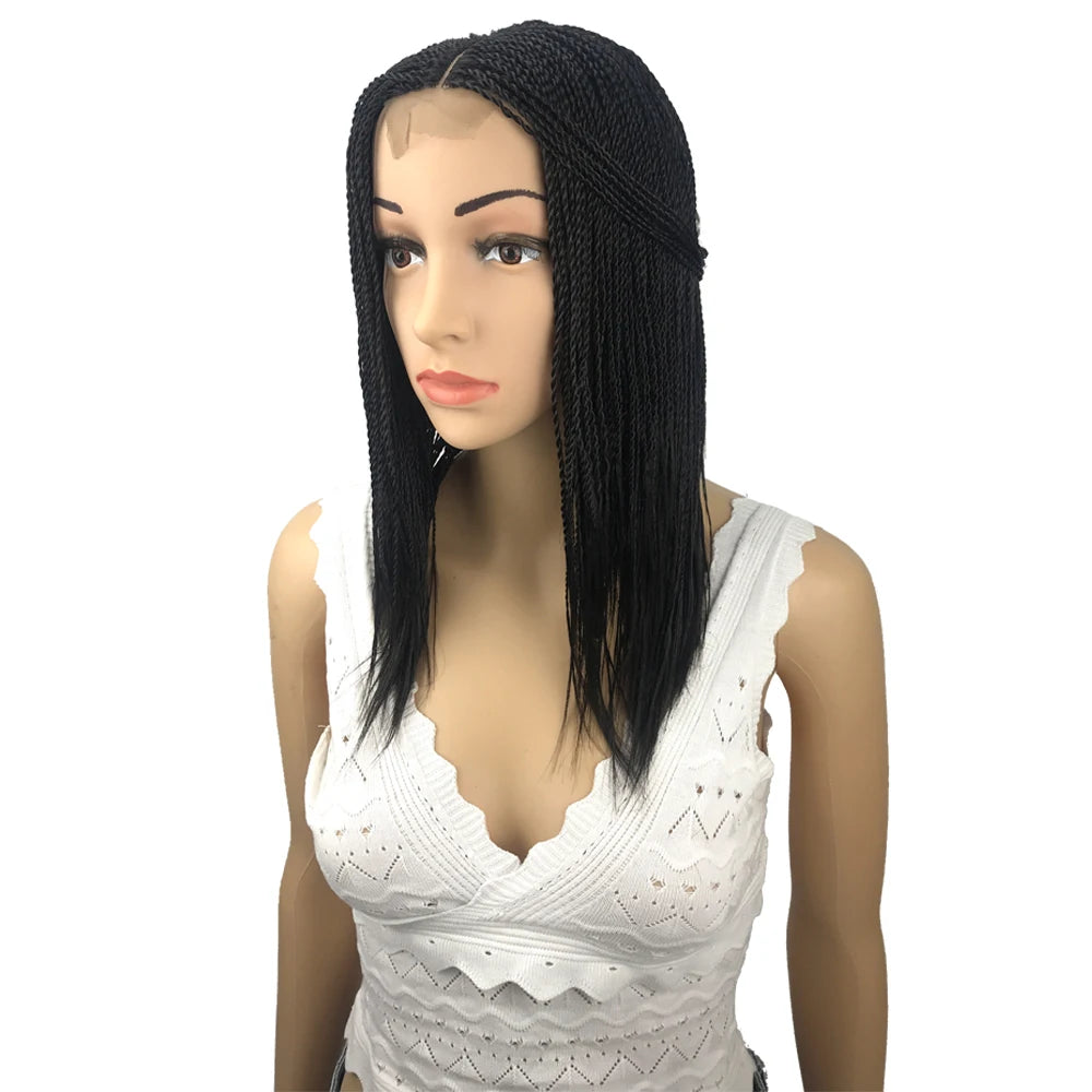 Twist Wig for Black Women Hand Tied Lace Part Braided Synthetic Hair Kinky Curl Transparent Lace High Temperature Fiber Soft