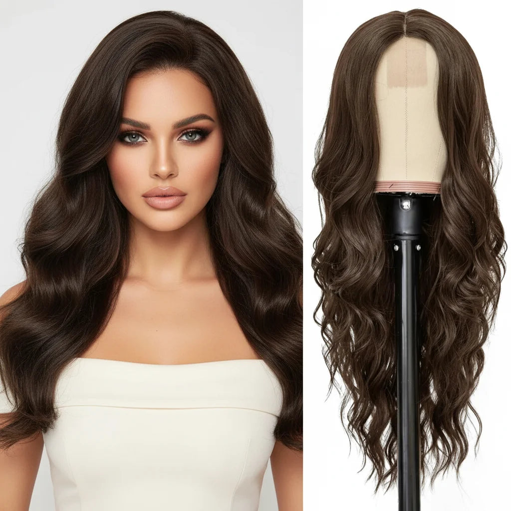 13x4 HD Lace Front Wig 26 Inch Heat Resistant Synthetic Wig - Middle Part Long Curly Hair for Women, Daily Use & Party Wear