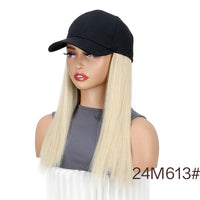 Women  Natural Looking Hat Wigs Short Straight 18inch Bob Hair Wig With Baseball Hat Heat Resistant Hair With Adjustable Hat