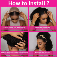 Headband Wig Human Hair Kinky Curly MYLOCKME No Glue Full Machine Made Brazilian Remy Human Hair Wigs For Women 180% Density