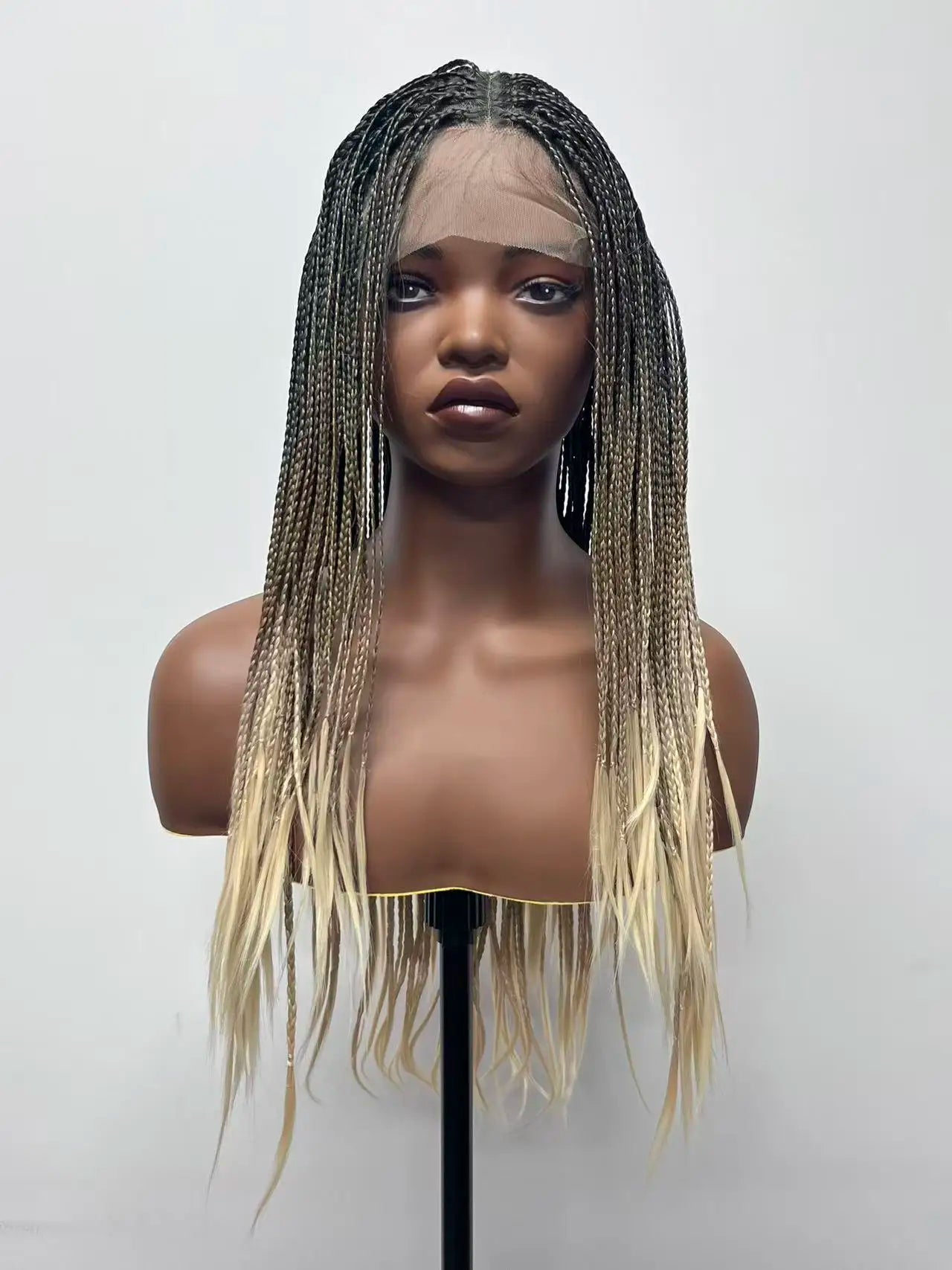 Long African Knotless Square Part Braids 13*4 Front Lace HD Dreadlocks Hair Wig Braiding High Temperature Synthetic Fiber Women