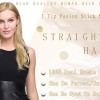 S-noilite 50pcs I Tip Microlink Hair Extensions 1g/s Straight Human Hair Fusion Keratin Micro Ring Stick Hair Pre-Bond Blonde