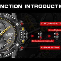 MEGIR Casual Watch Men Top Brand Luxury Chronograph Quartz Wristwatch Leather Strap Army Sport Watches Relogios Masculio 2130