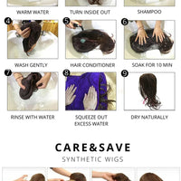 VICWIG Synthetic Hair Long Wavy Purple Green Black Blue Brown Cosplay Wig with Bangs for Women