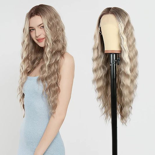 Julianna Lace Front Wig Highlight Ombre Colored Natural Hairline Heat Resistant Body Loose Deep Wave Synthetic Lace Frontal Wig