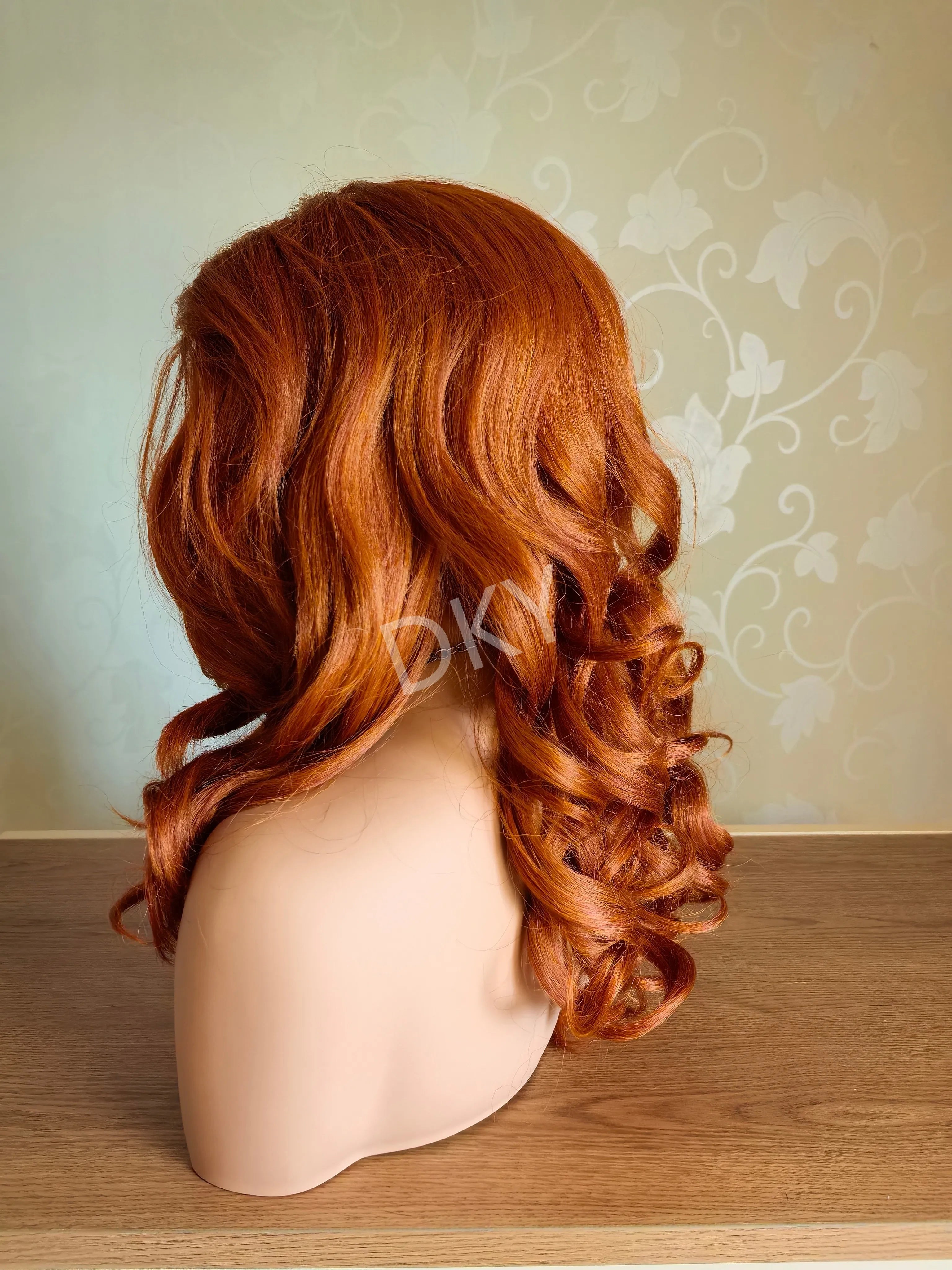 Small T-part Lace Front Natural Hairline Wig Elegant High Temperature Fiber Synthetic High Quality Orange Yaki Big Curly Wigs