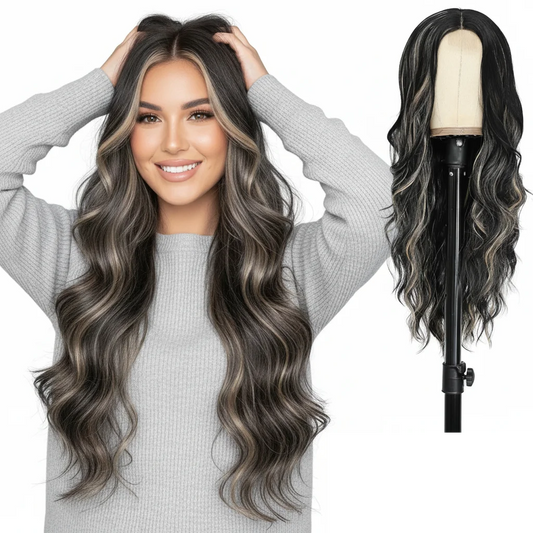 13x4 HD Lace Front Wig 26 Inch Heat Resistant Synthetic Wig - Middle Part Long Curly Hair for Women, Daily Use & Party Wear