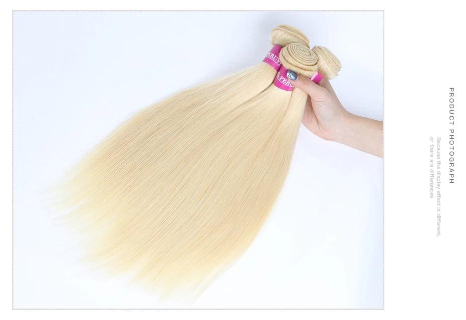 Facebeauty 613 Honey Blonde Peruvian Straight Remy Hair Weave Bundles 1/3/4 Pcs Lot Human Hair Extensions 8 - 40 inch Can Be Dye
