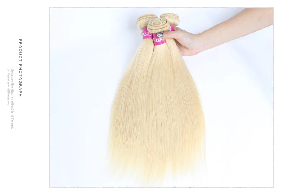 Facebeauty 613 Honey Blonde Peruvian Straight Remy Hair Weave Bundles 1/3/4 Pcs Lot Human Hair Extensions 8 - 40 inch Can Be Dye
