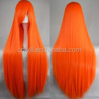 Long Straight Cosplay Wig Red Fan Wig 40inches 100 Cm Synthetic Hair Wigs