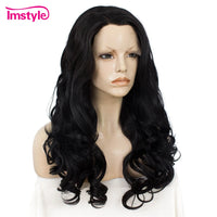 Imstyle Synthetic Lace Front Wig Wavy Black Wigs For Women Heat Resistant Fiber Natural Hair Lace Wig Cosplay