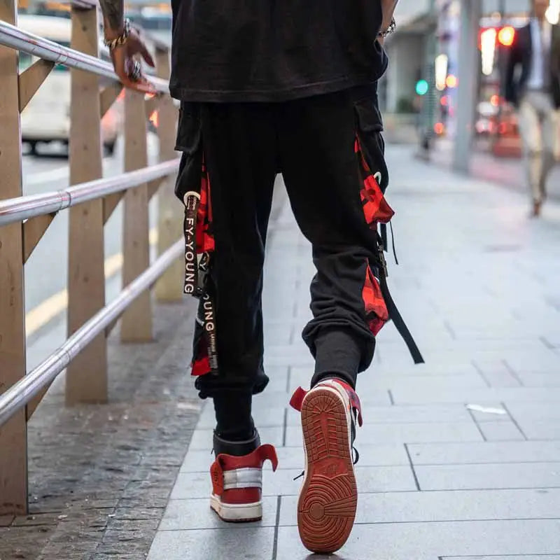 Harajuku Fashion Techwear Men's Cargo Pants Hip Hop Punk Male Clothing Streetwear Joggers High Street Holiday Casual Trousers