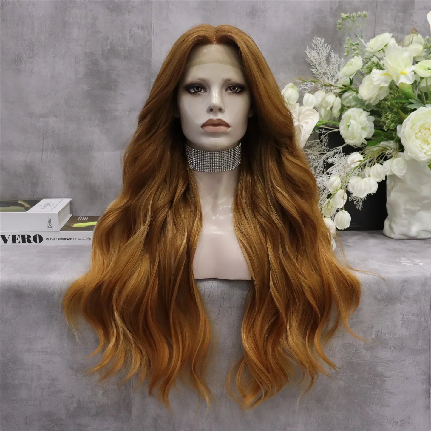 Ombre Ash Blond Premium Synthetic Wigs Wholesale Not Shiny Matte Luxury Heat Resistant Synthetic Lace Front Wig for Women