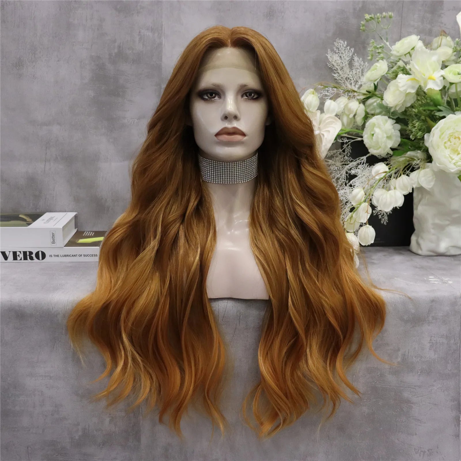 Ombre Ash Blond Premium Synthetic Wigs Wholesale Not Shiny Matte Luxury Heat Resistant Synthetic Lace Front Wig for Women