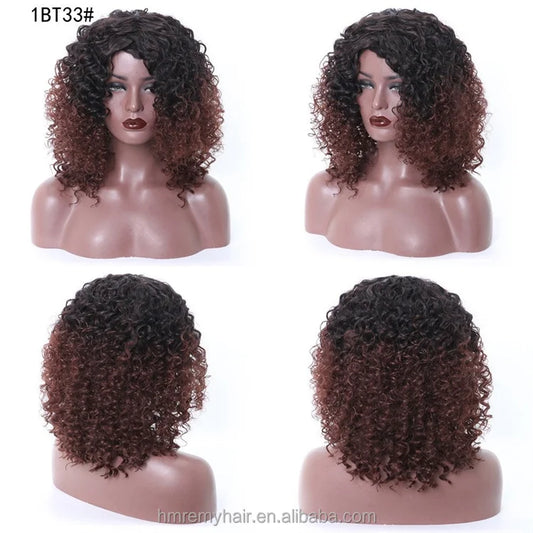 Fast Shipping in Stock  Kinky Curly Wig for Black Synthetic 16inch 1B/33 Black Purple Ombre Short BOB Wig Fior Black Women