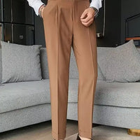 Napoli Men's Korean Version Slim-fit Autumn Retro High-waisted Business Solid Color Straight-leg Casual Men's Long Suit Pants