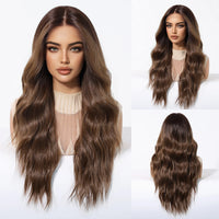13*6 HD Lace Wig Synthetic Future Fiber Soft Wig Long Straight Mixed 180% Density Ombre Blonde Mixed Multi-Color Stripes