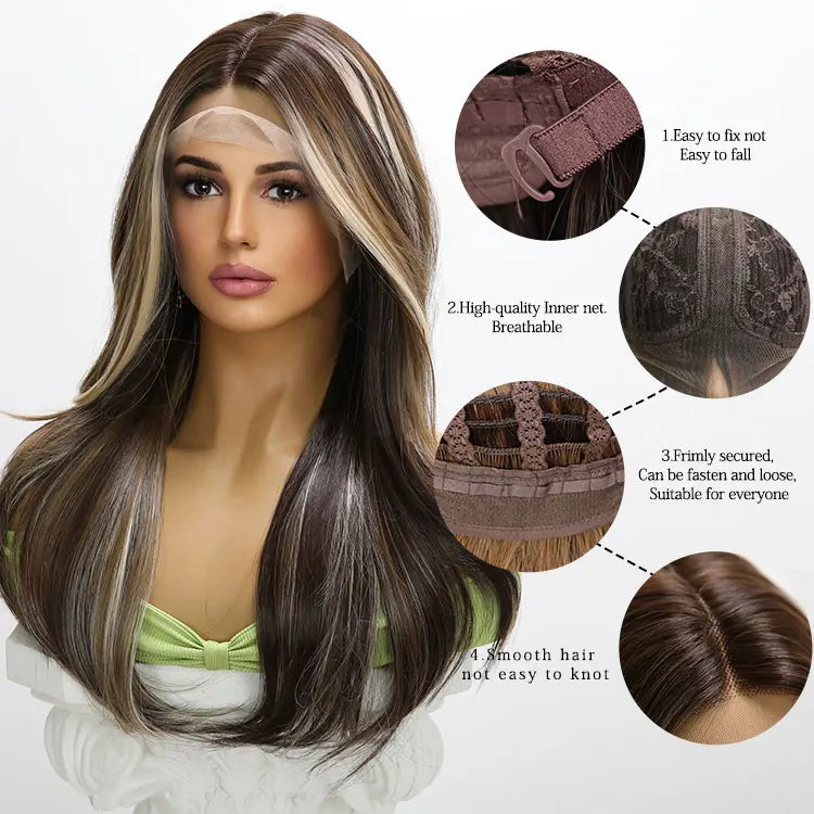 2025 Hot Selling T-shaped Lace Wig Natural Fiber Synthetic Woman Wigs Cheap Hair Wigs for Women SM9239
