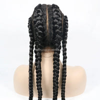 Hot Sale Synthetic Lace Wigs 32inch Long Box Braid Lace Wig Handmade Braided Synthetic Wigs for Women Hair Support Average Size