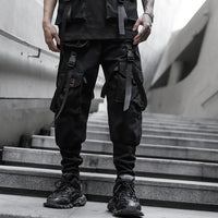2021 Mens casual ribbons techwear cargo pants with many pockets man harajuku vintage punk harem pants hip hop trousers