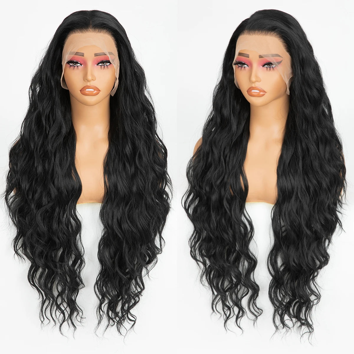 Wholesale 13*4 Premium Lace Long Straight Heat-Friendly Synthetic Glueless Lace Front Wigs High Temperature Fiber for Women