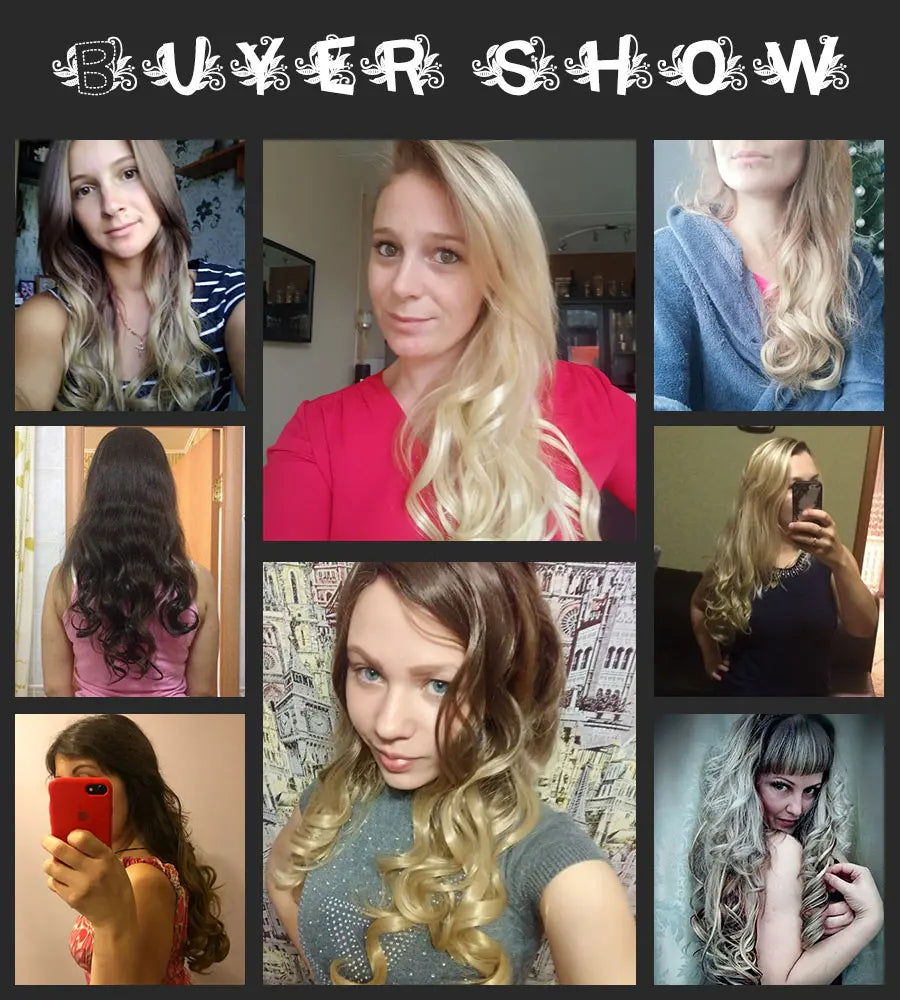 Alileader Synthetic Hair 16 Clip In Hair Extension Clip For Women 6Pcs/Set Hair Extension Clip In Ombre Fake Hairpiece Long Wavy