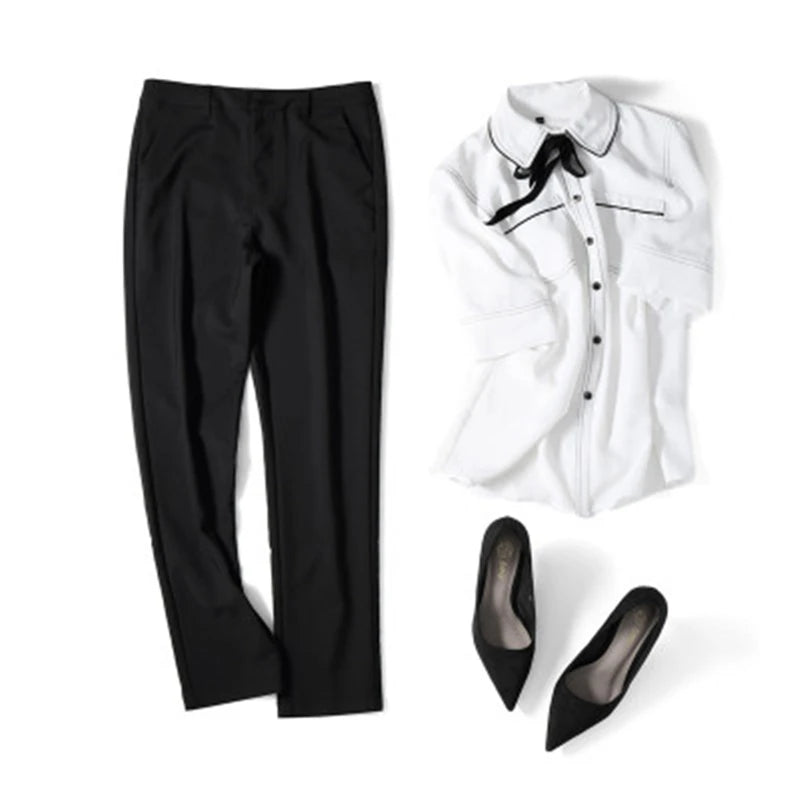 Fashion Streetwear Cute Candy Color Pencil Pants Women Stretch Cotton Slim Waist Straight Pantalones Casual Office Work Trousers