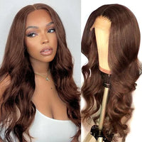 Women's 13*6 Lace Front Synthetic Wig Brown/Blond Long Water Wave Heat Resistant High Temperature Fiber Synthetic Hair Material
