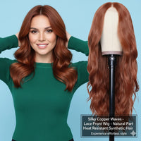 13x4 HD Lace Front Wig 26 Inch Heat Resistant Synthetic Wig - Middle Part Long Curly Hair for Women, Daily Use & Party Wear